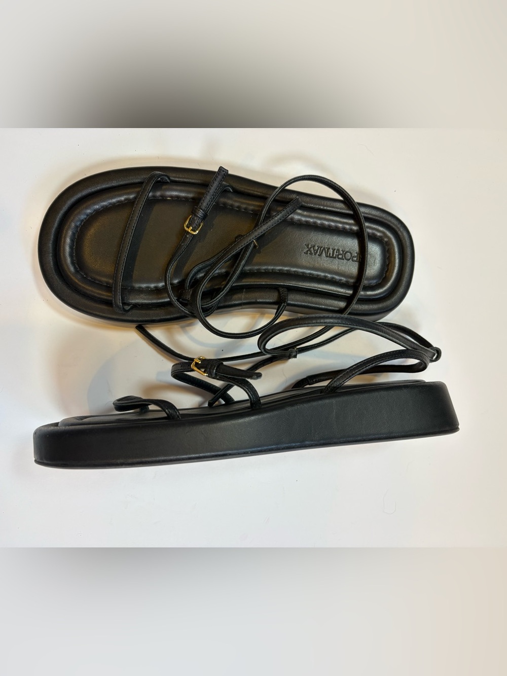 Sportmax Effige Strappy Flat Sandal | Black Leather | Size 37 | Max Mara | New - Picture 3 of 5